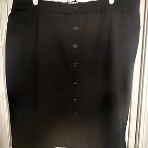 Elle Black Pencil Skirt with Button Detail
